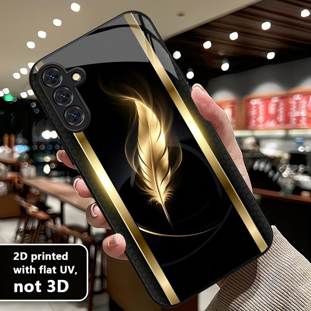 Phone Cases Quad Lock - Glänzende goldene Feder-Handyhülle S26 Ultra Case,