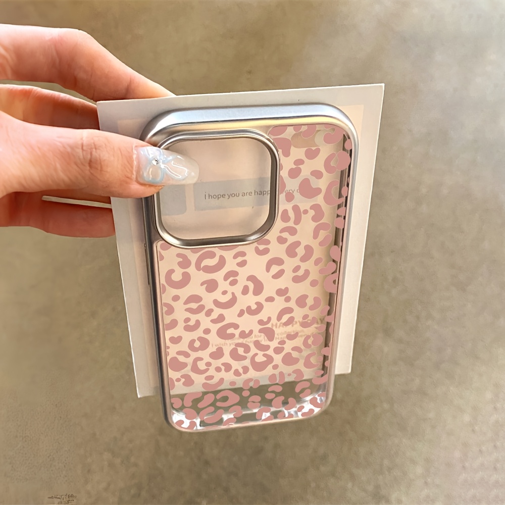 Phone Cases Pink - Rosa Leopardenmuster Galvanisierte Transparente Handyhülle für