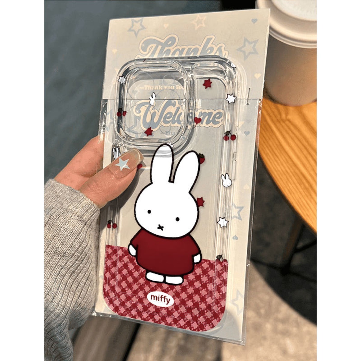 Phone Cases Rubber - Niedliche Miffy-Kaninchen Handyhülle Cartoon-Kirschdruck Handyhülle Passend