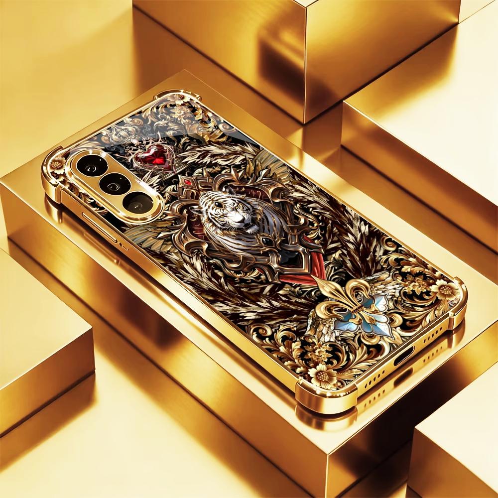Phone Cases Quad Lock - Floral Golden Tiger Fashion Handyhüllen S26