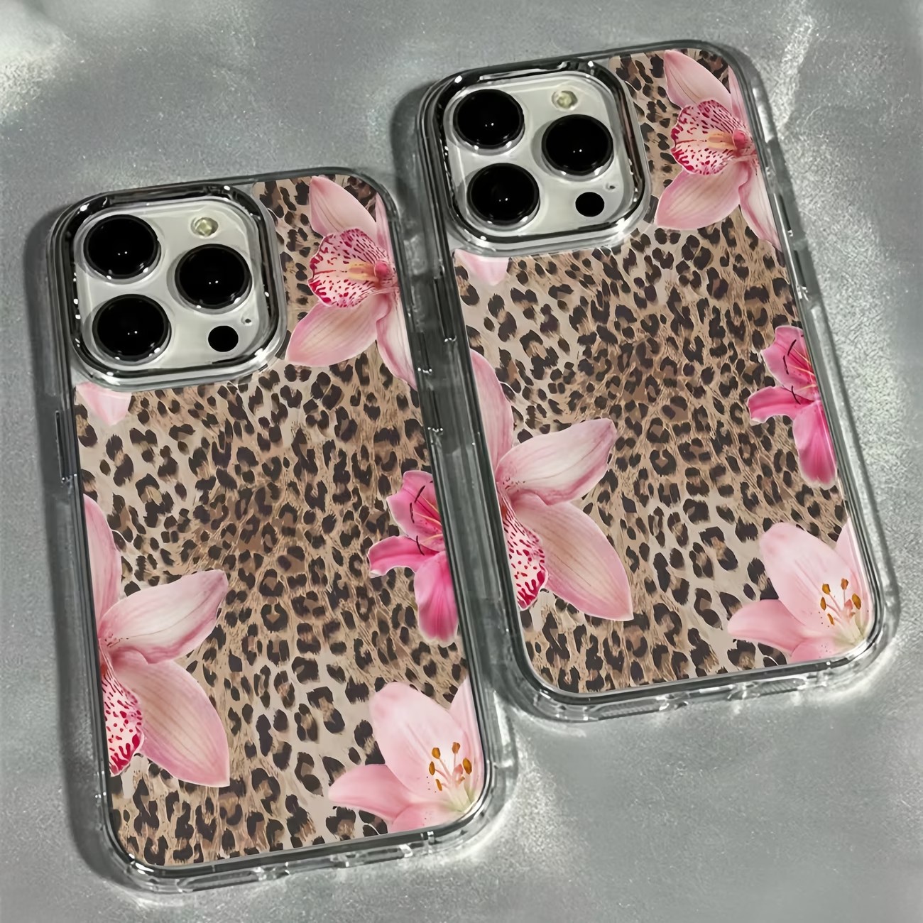 Phone Cases Leopard Print - Leopardenmuster Lilienblüten Transparente Handyhülle für iPhone