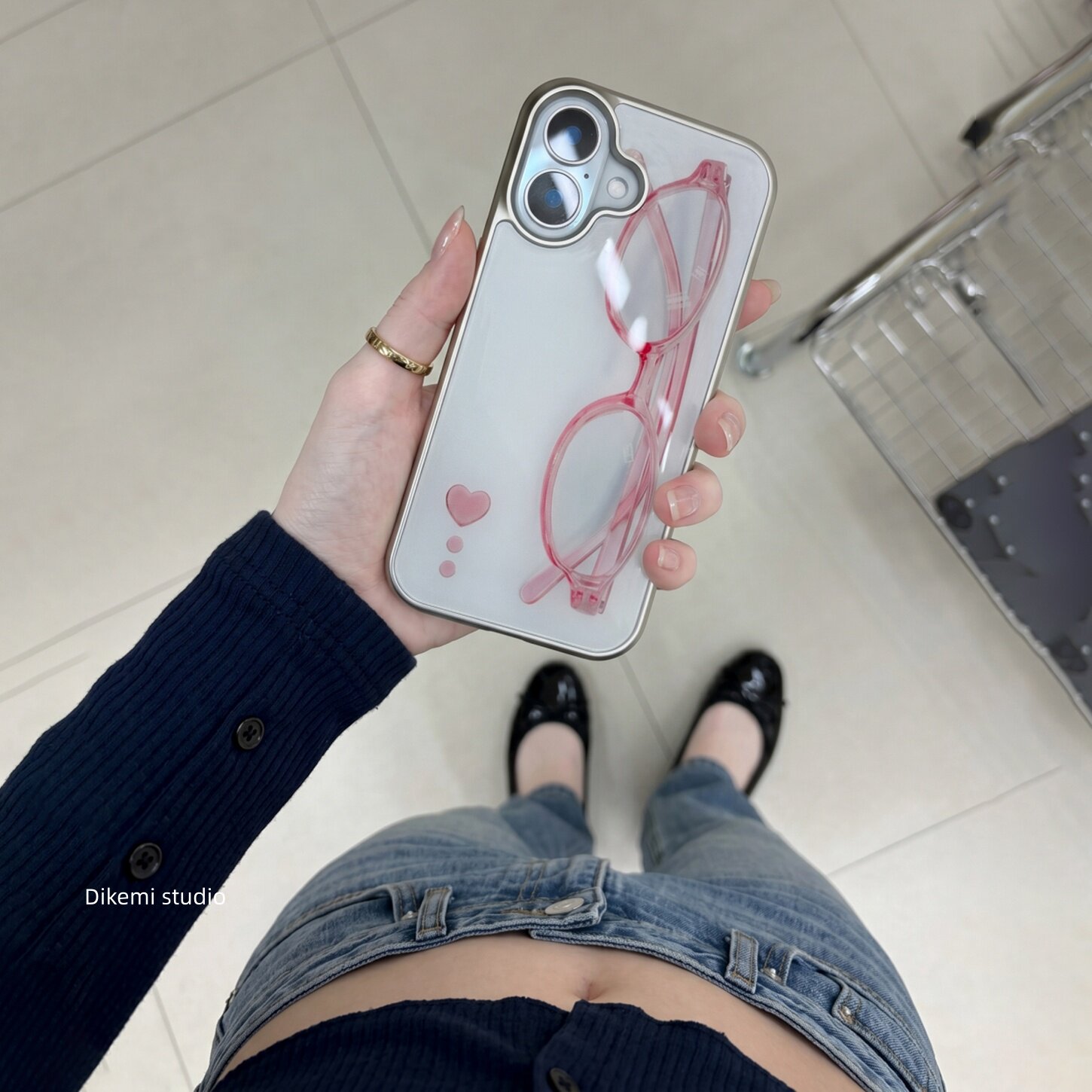 Phone Cases Girls - Koreanische Mädchen-Herz-Handyhülle mit rosa Brille und