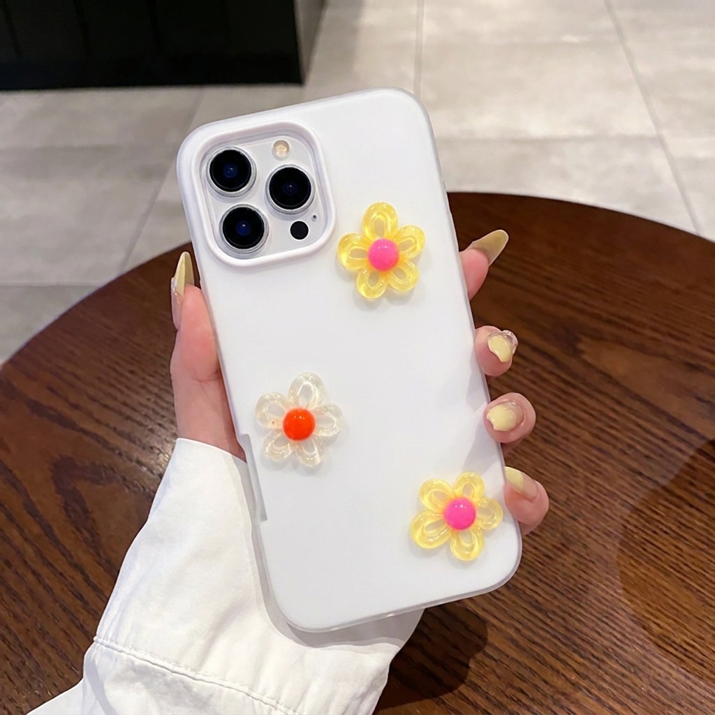 Weiß mit 3D-DIY-Buntblumen-Lan – Phone Cases Diy Bewertung und Preis