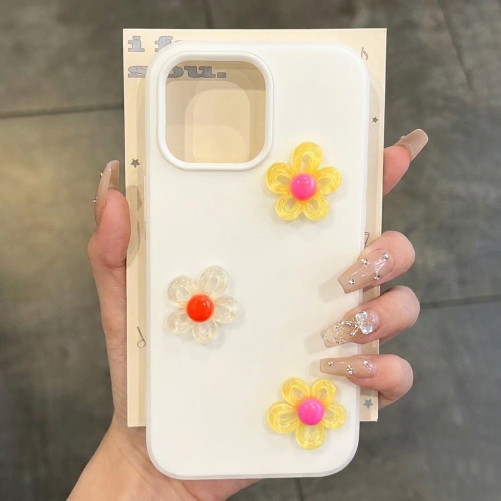 Weiß mit 3D-DIY-Buntblumen-Lan – Phone Cases Diy Bewertung und Preis