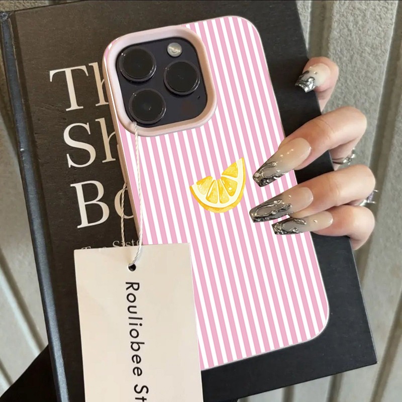 Orange-Pink-Weiß gestreifte Ha – Phone Cases Pink Bewertung und Preis