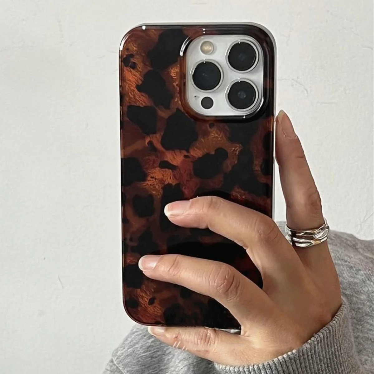 Retro Bernstein-Textur Laser-H – Phone Cases Leopard Print Bewertung und Preis