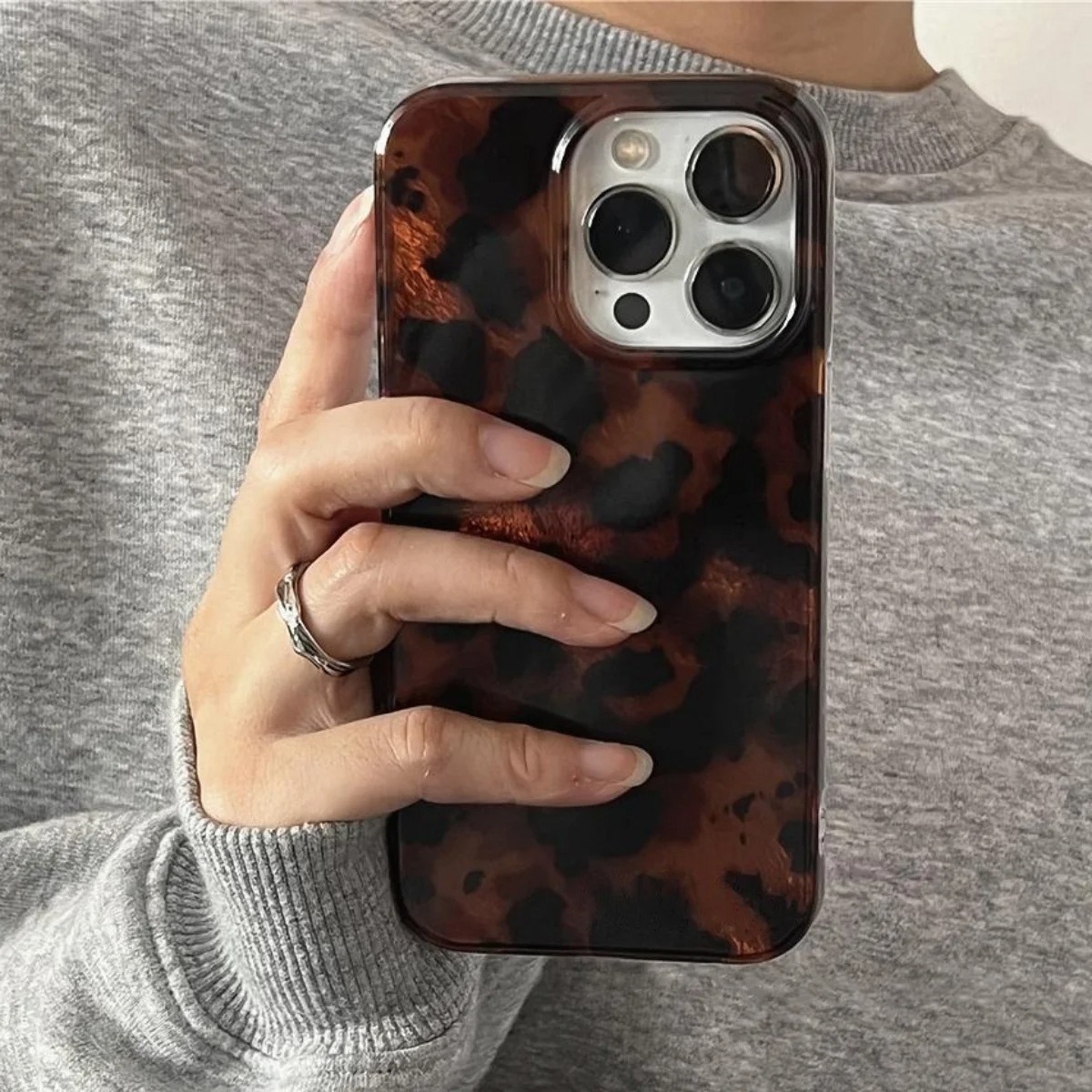 Retro Bernstein-Textur Laser-H – Phone Cases Leopard Print Bewertung und Preis